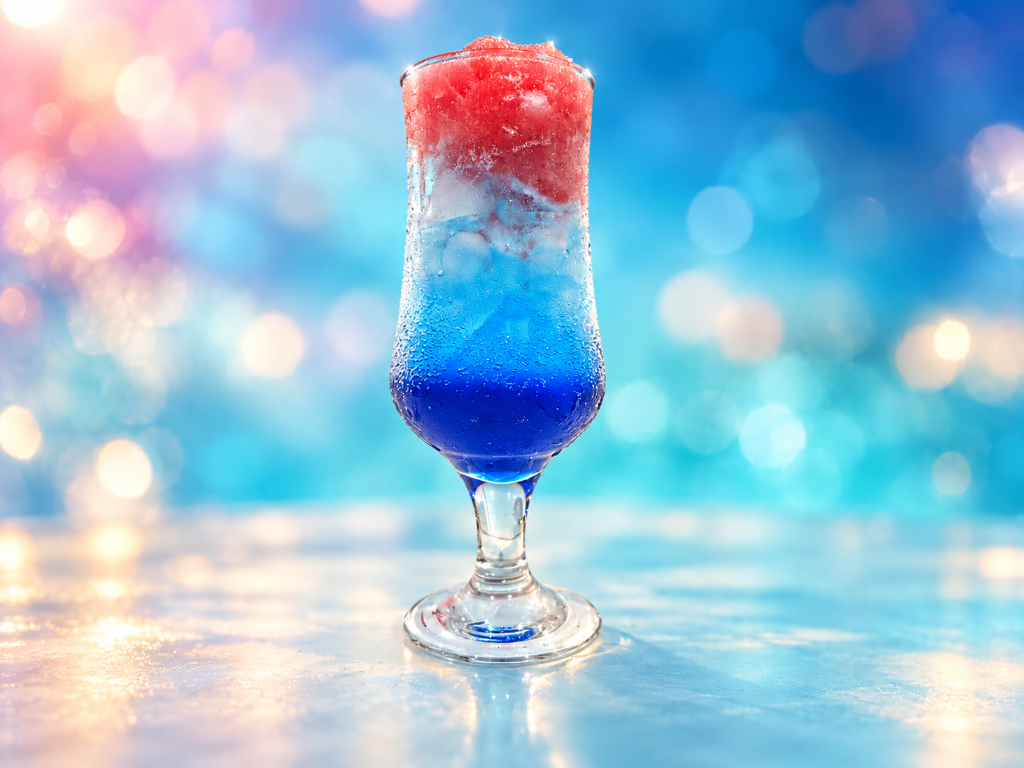 Blue layered cocktail