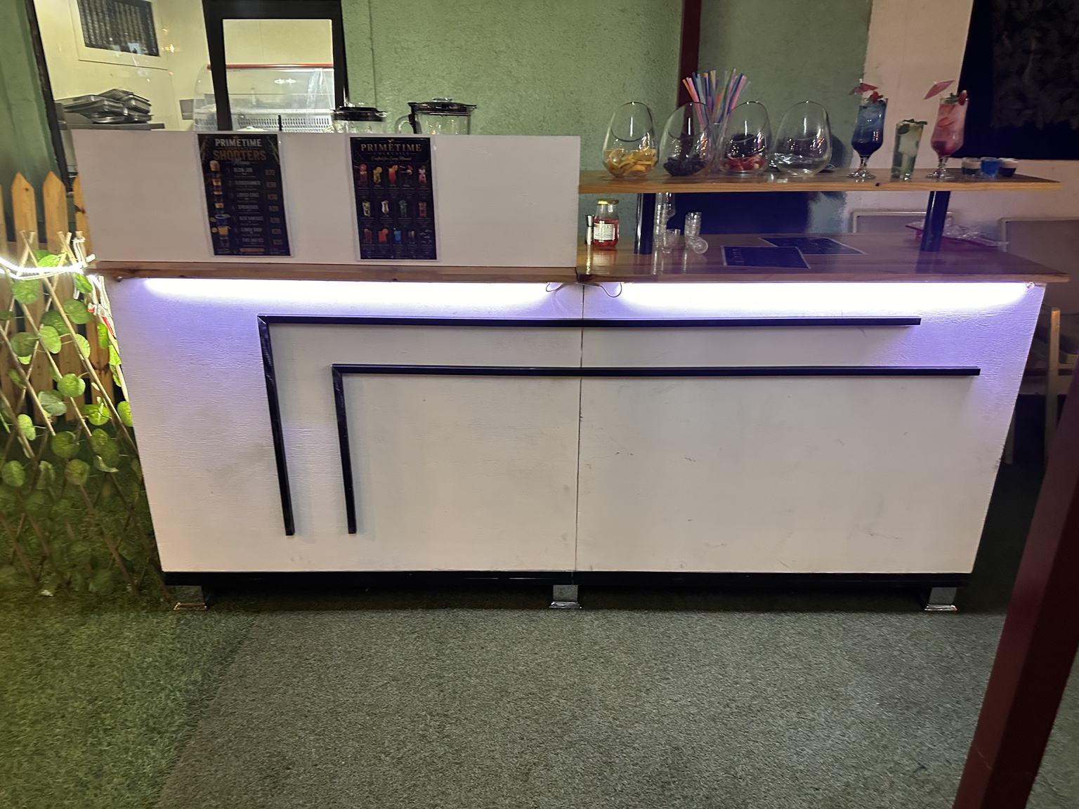 Primetime Cocktails illuminated mobile bar ready for an event